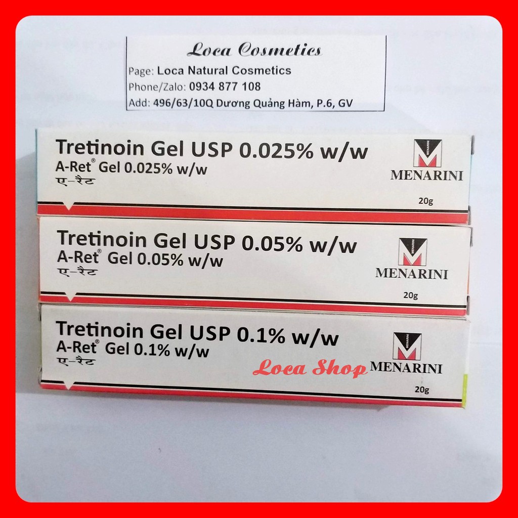 [Chính Hãng-Có sỉ] Tretinoin aret gel USP 0.025%, 0.05%, 0.1% - Gel giảm mụn, chống lão hóa, đều màu da